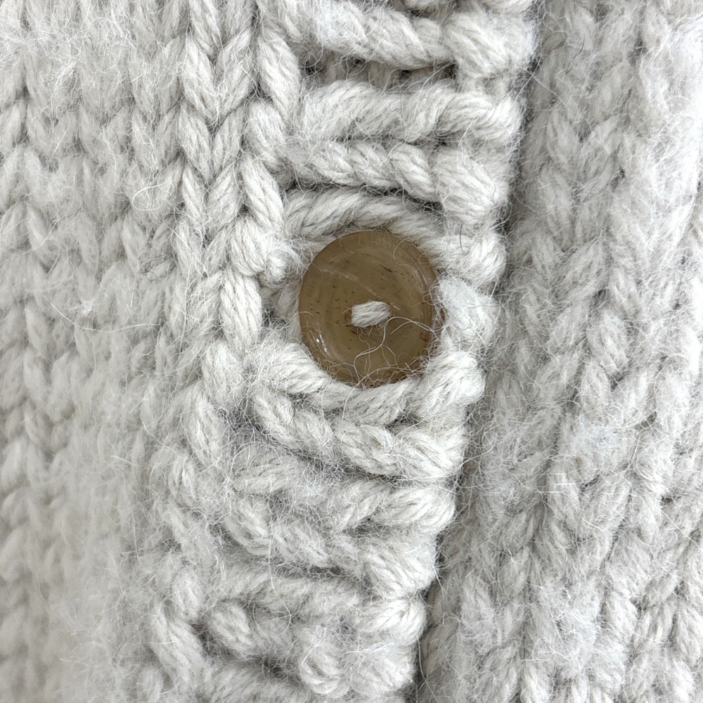 Industry Of All Nations Undyed Alpaca Hand-Knit‎ Cardigan Size Medium Heavy Horn - Picture 6 of 7